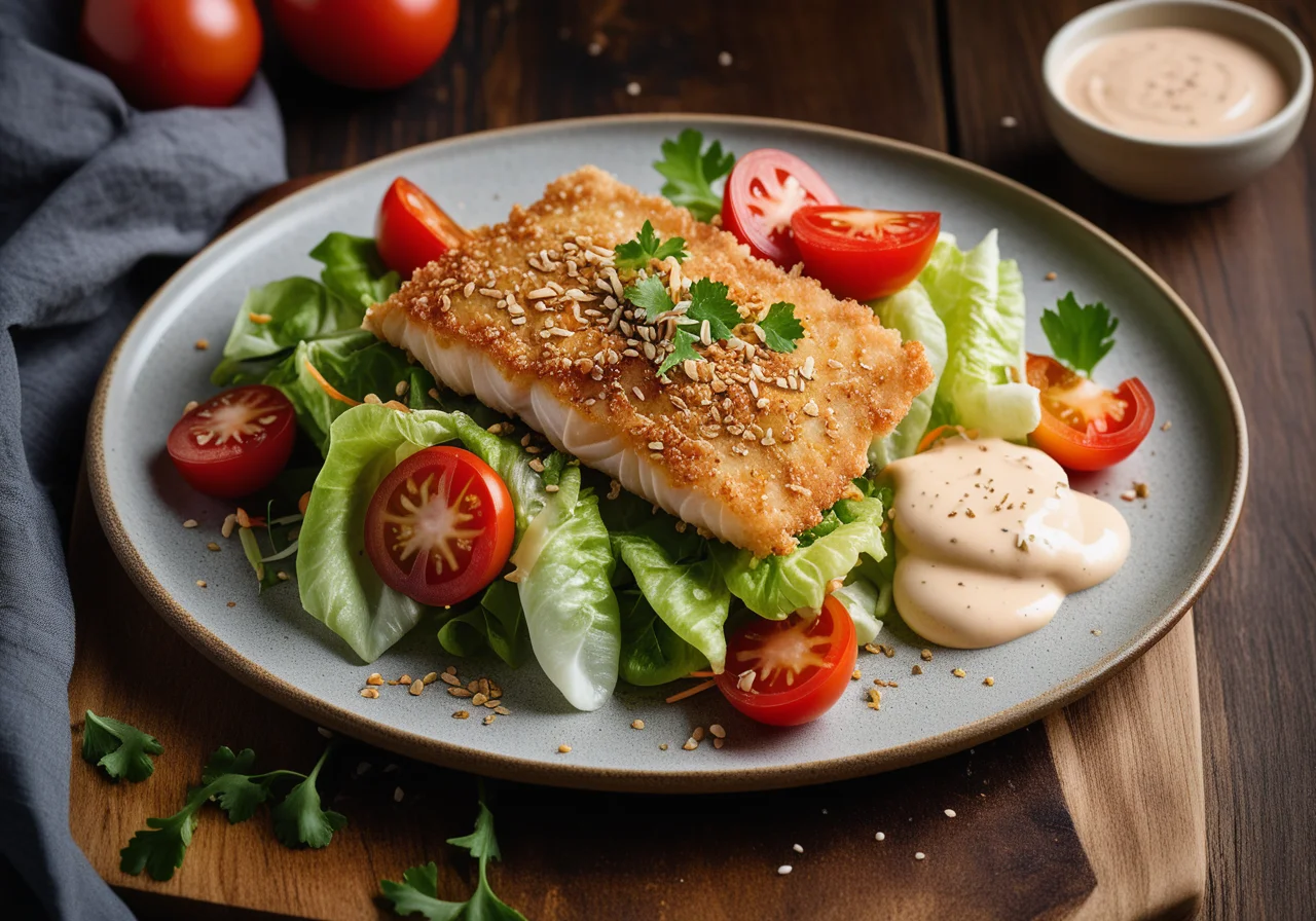 Pan-fried Sesame Sole with Salad