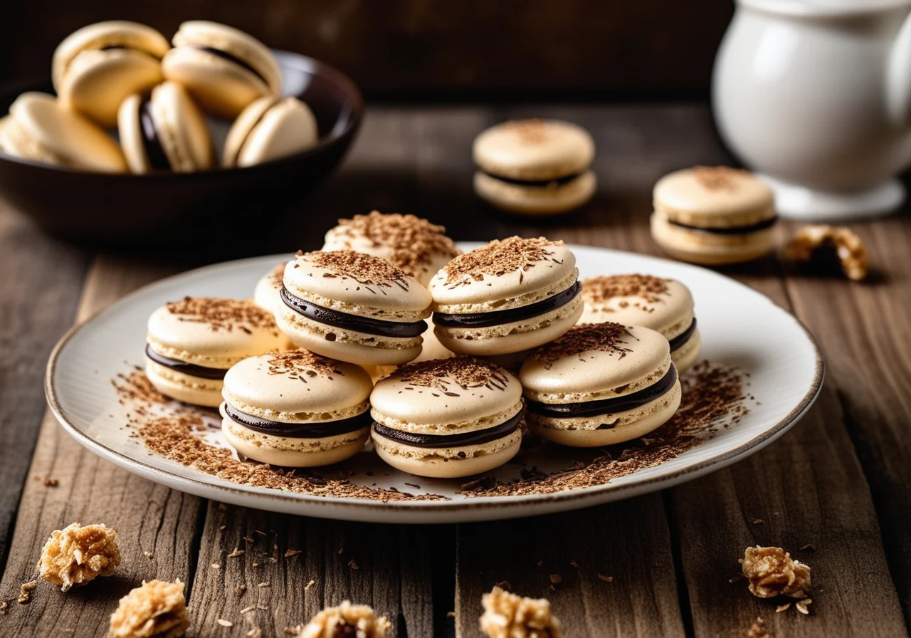 Coconut Macarons with Chocolate Flakes