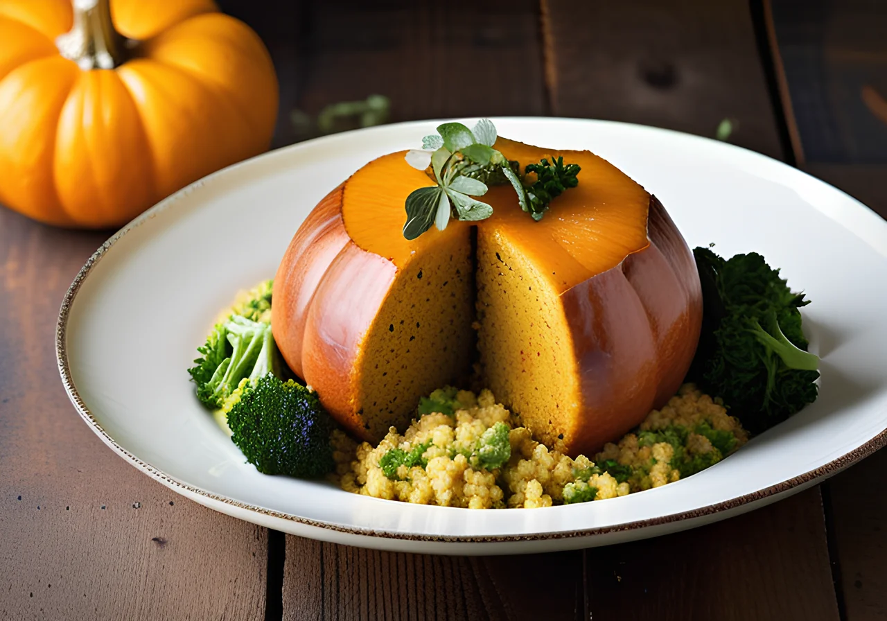Stuffed Pumpkin with Broccoli and Tofu