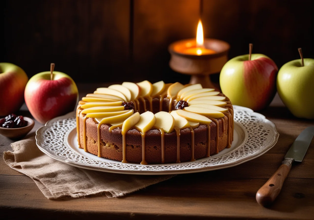Apple Cake with Marzipan Lattice