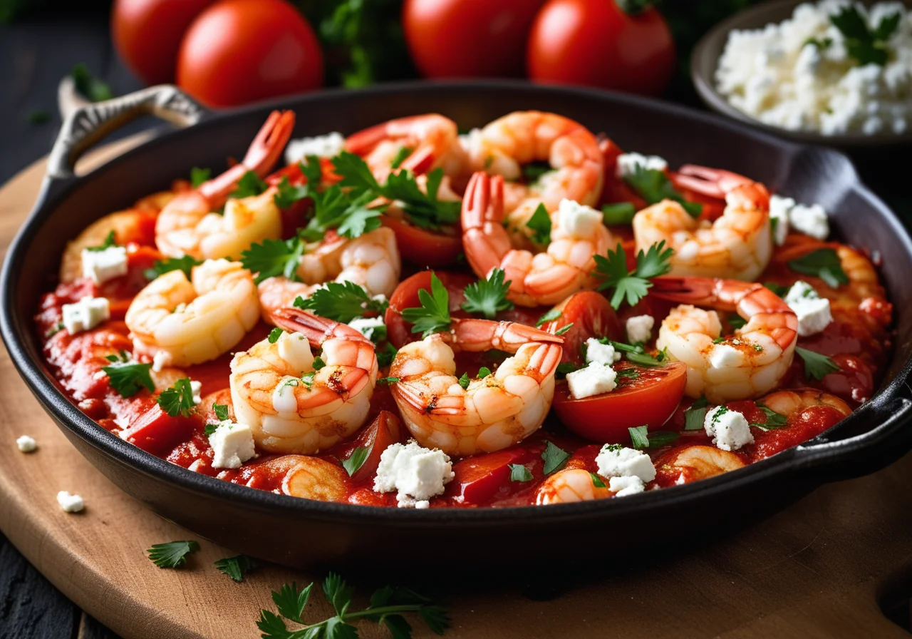 Shrimp saganaki