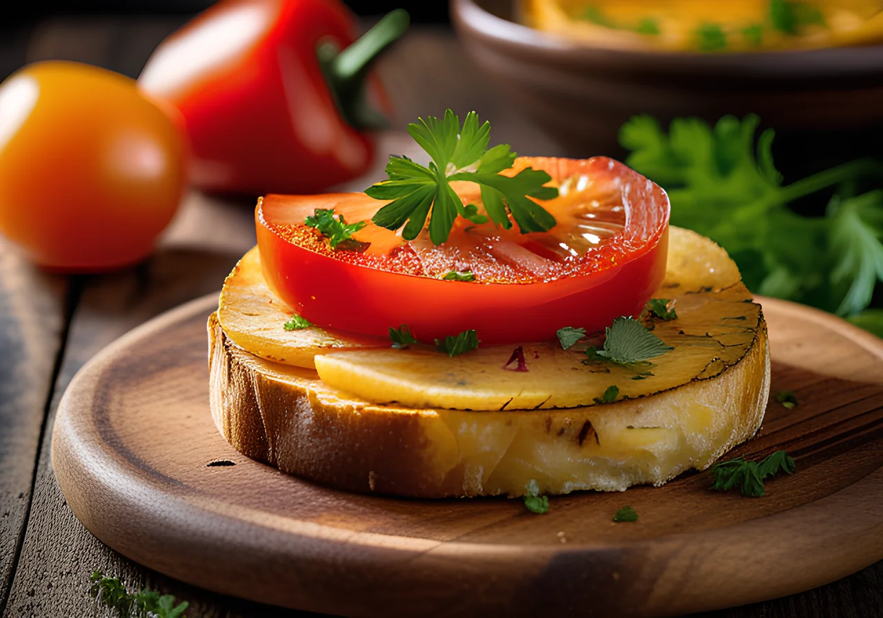Spanish Tortilla with Potatoes, Tomatoes, and Bell Peppers