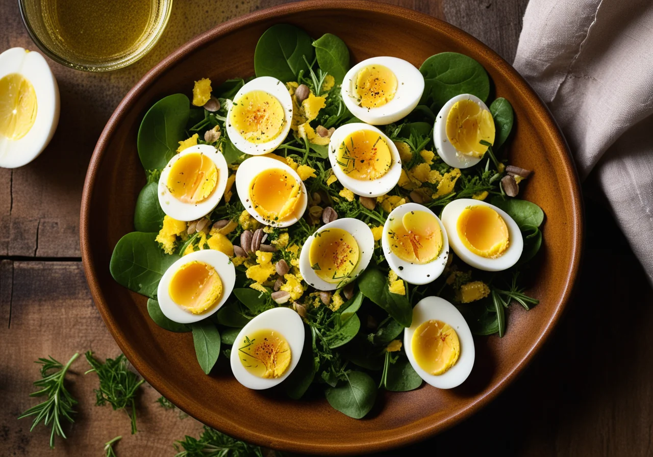 Herb Salad with Egg and Mustard Dressing