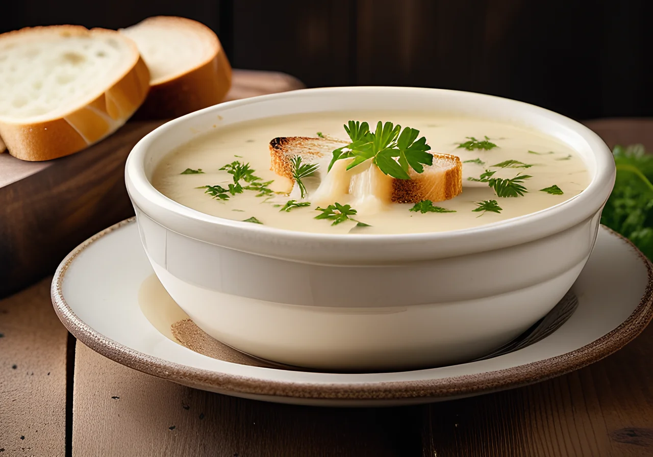 Alsatian Onion Soup with Cheese Bread