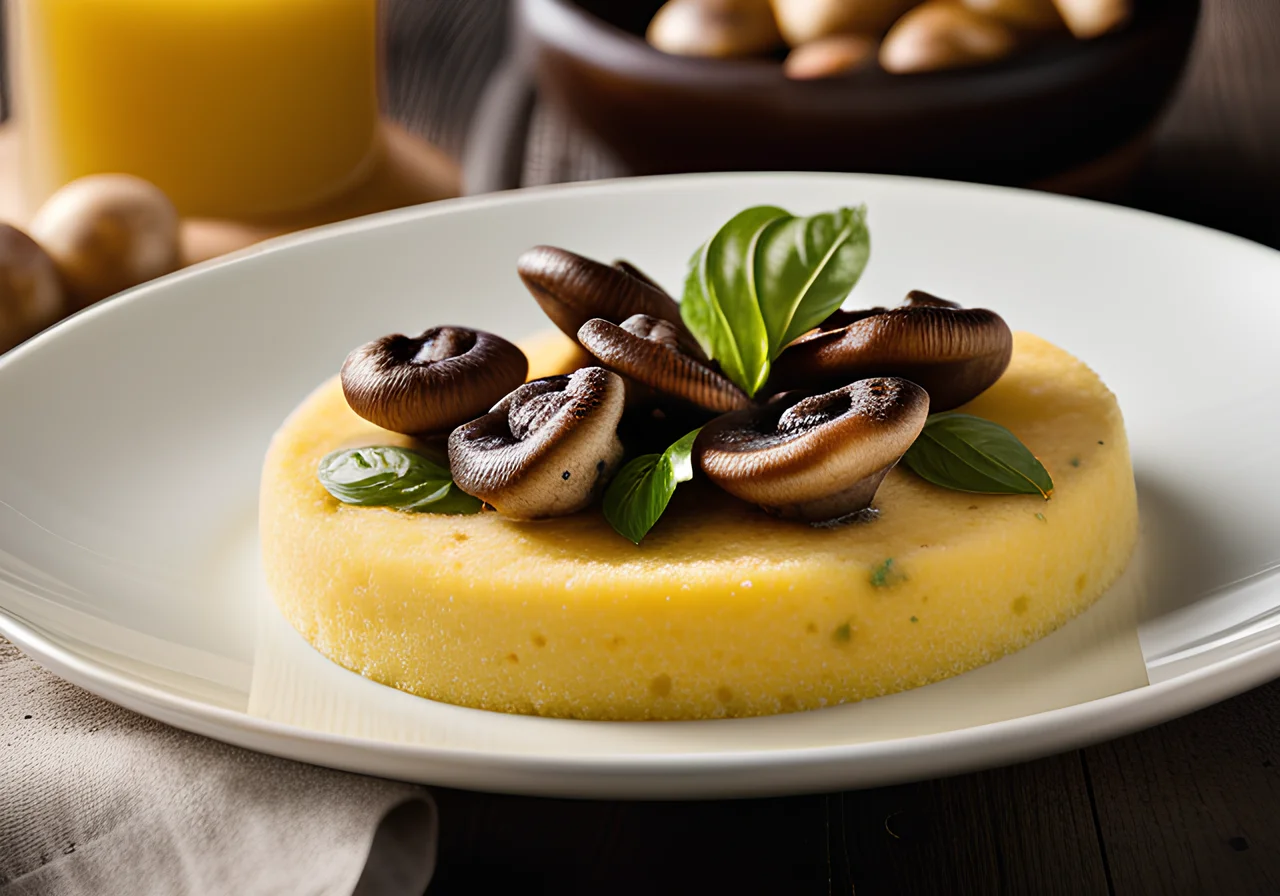 Basil Mushrooms on Polenta