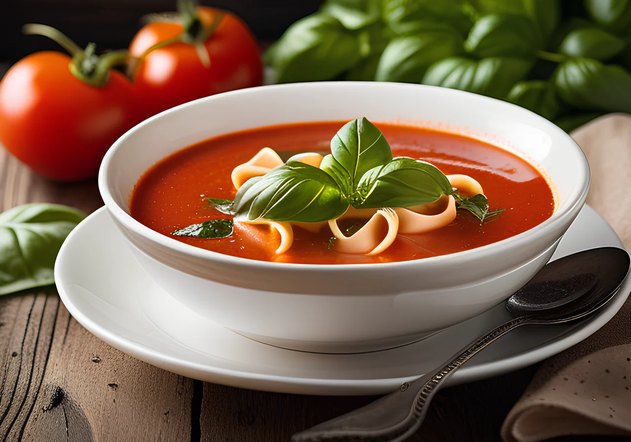 Tomato Soup with Shell Pasta