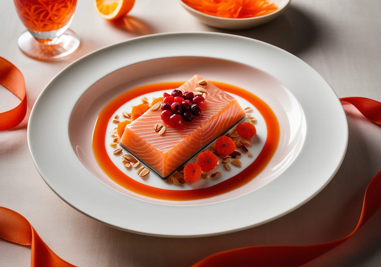 Salmon in Aspic with Carrots and Cranberries
