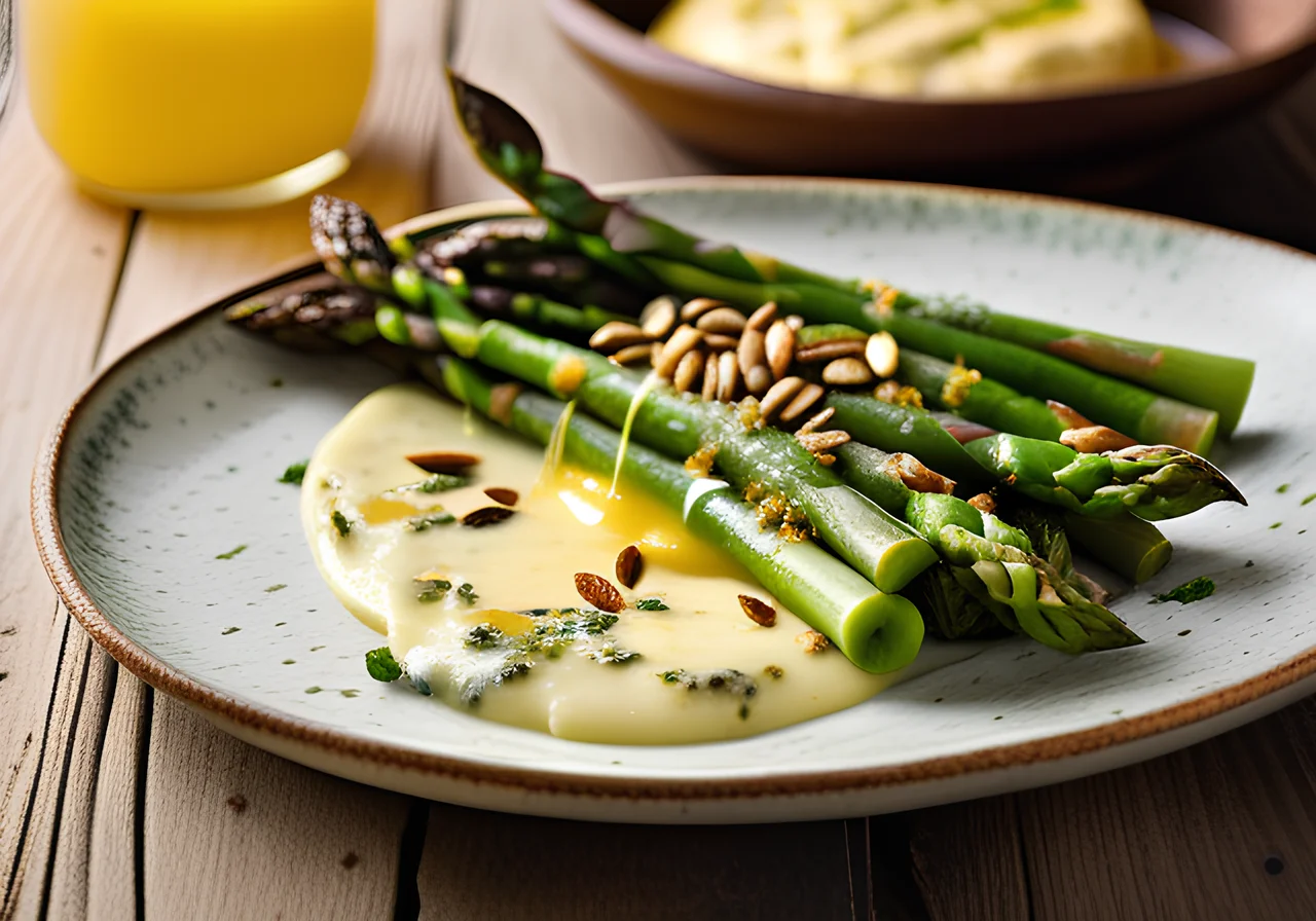 Asparagus Gratin with Semolina and Wild Garlic