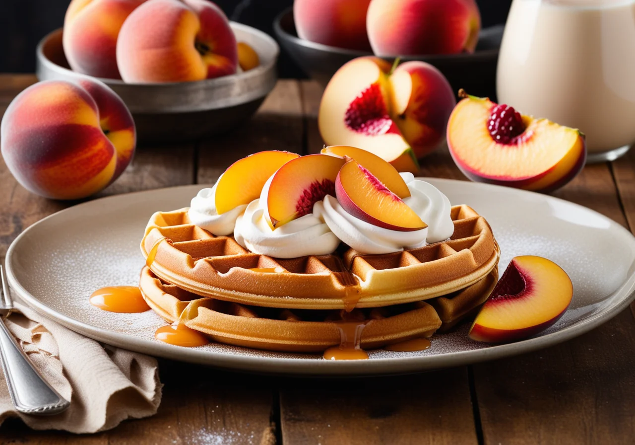 Sweet Waffles with Peach