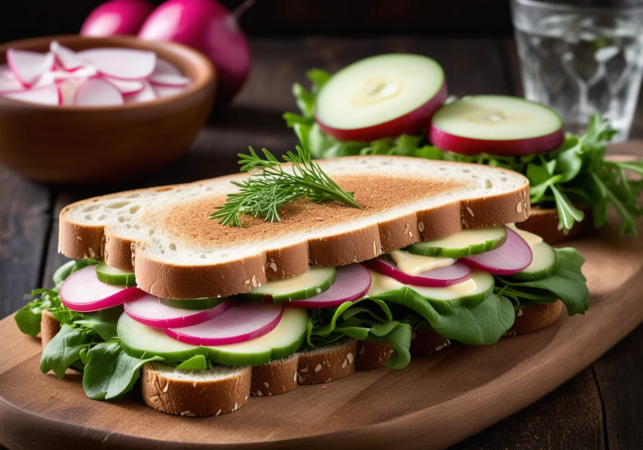 Ham, Cheese and Radish Sandwich