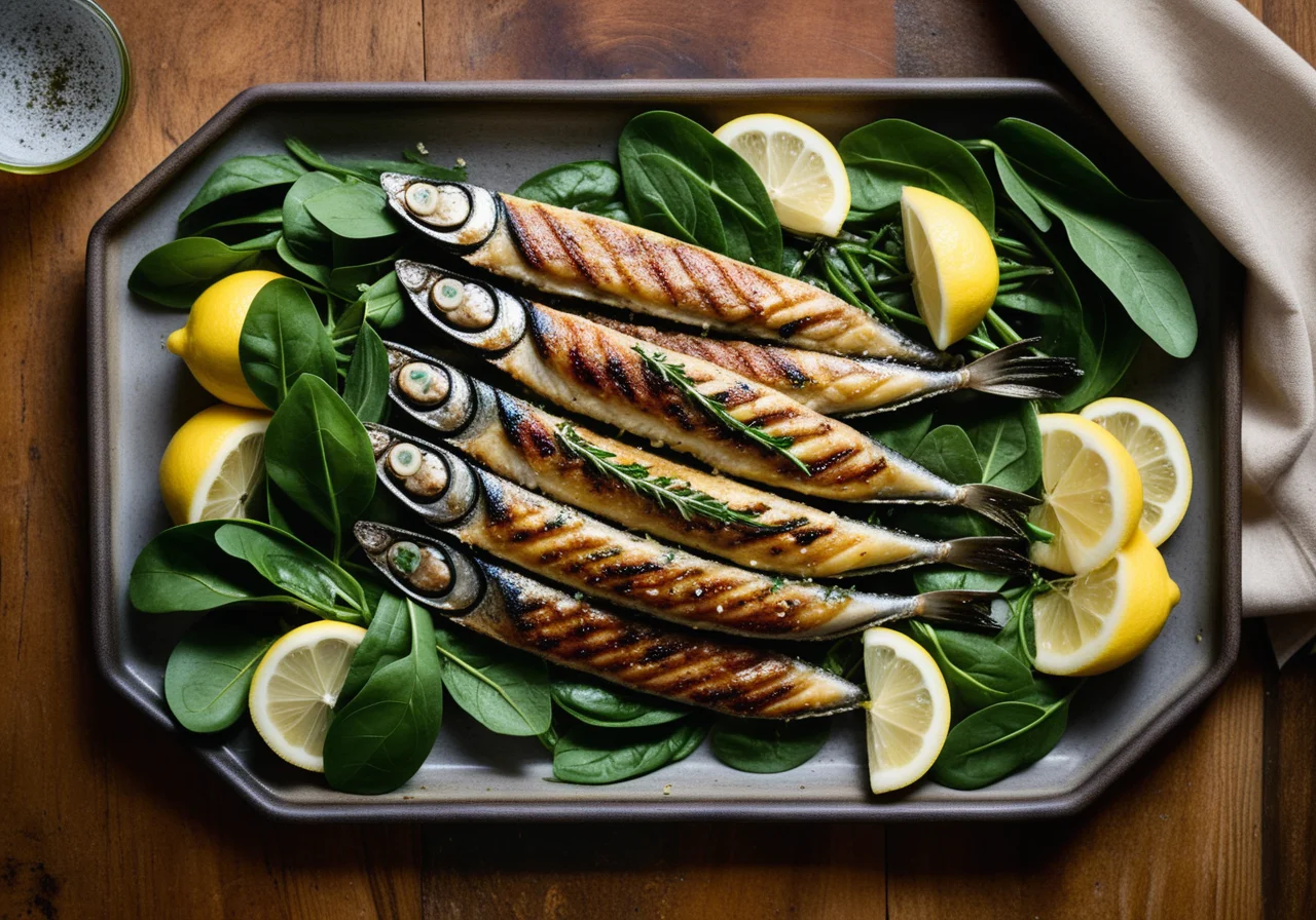 Grilled Sardines with Spinach