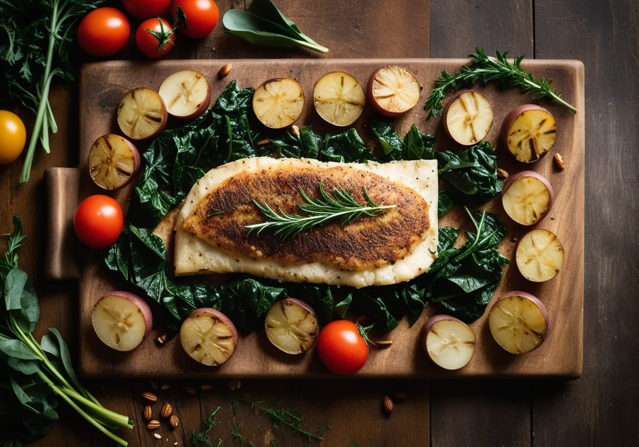 Flatfish with Vegetables Baked in the Oven