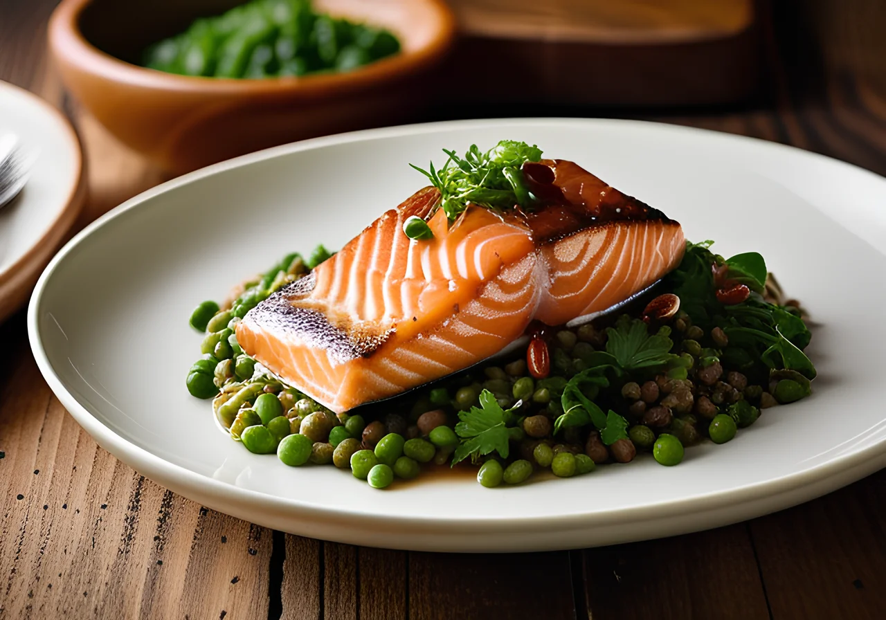Salmon Fillets on Mountain Lentils