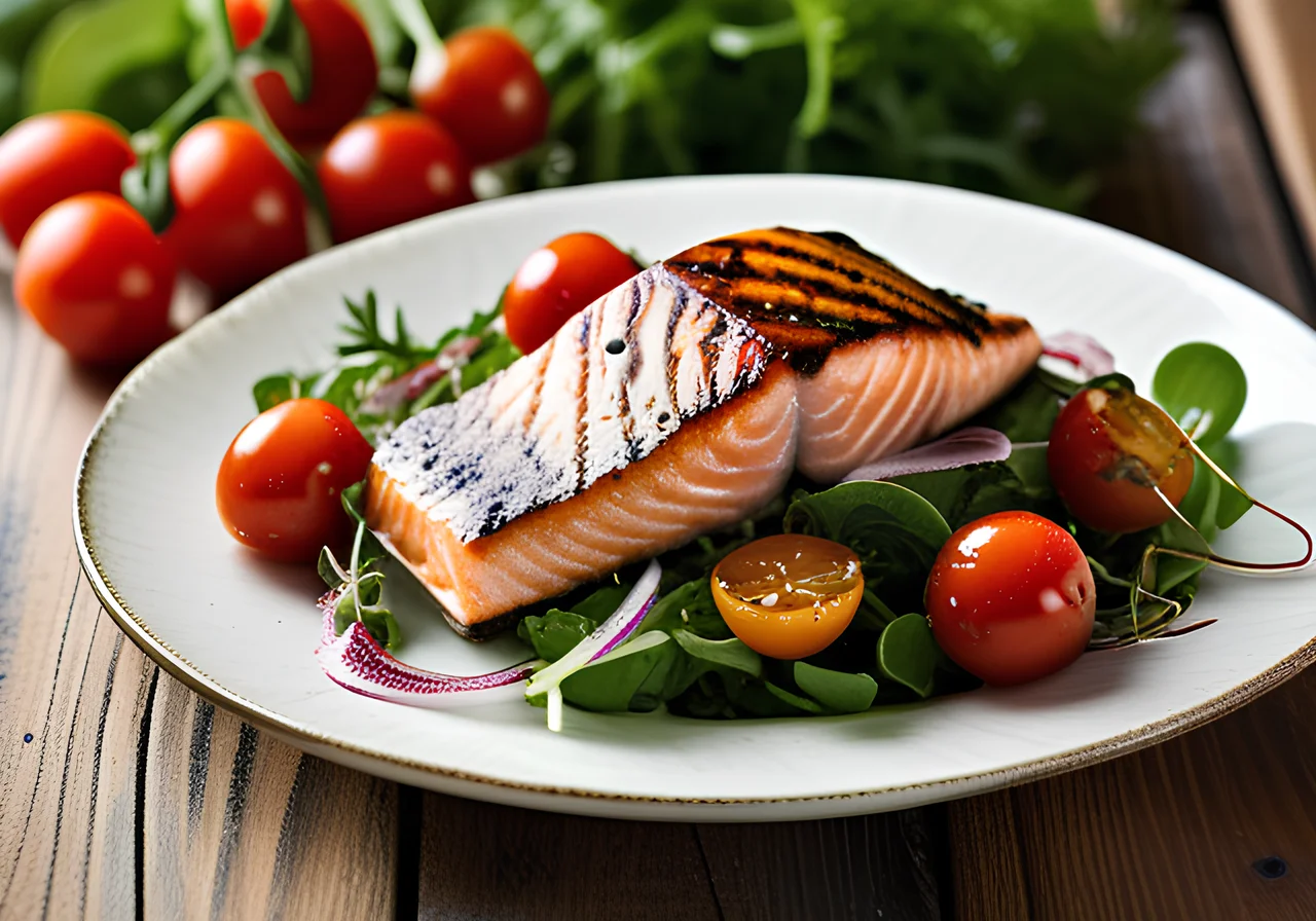 Grilled Salmon on Salad