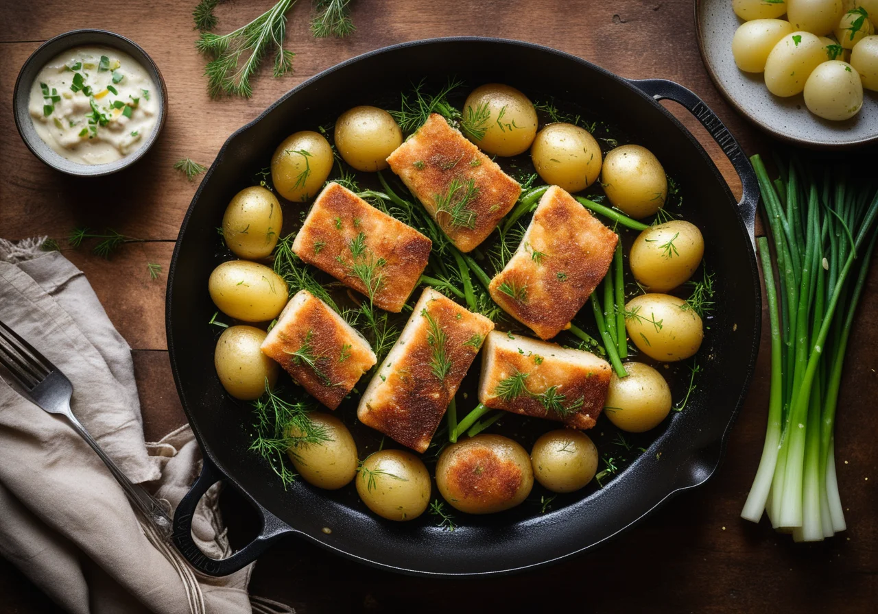Fish and Potato Skillet with Cajun Seasoning