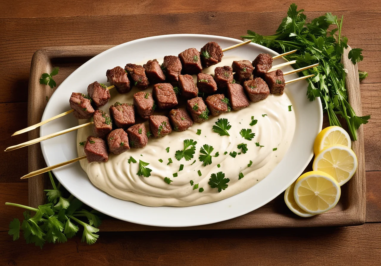 Skewers with Ground Meat and Yogurt Sauce