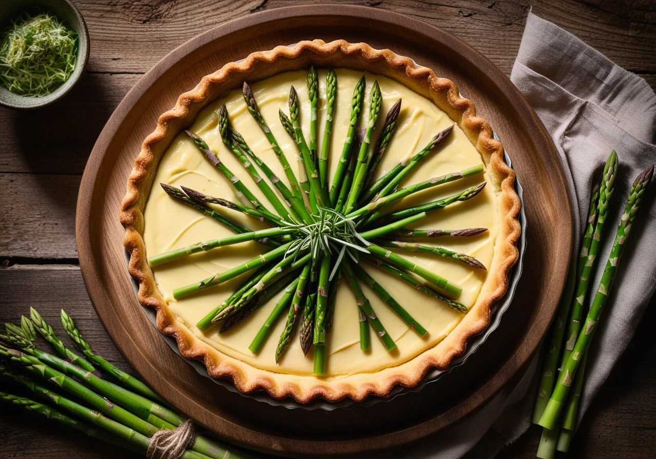 Wild Garlic Asparagus Tart from the Pan