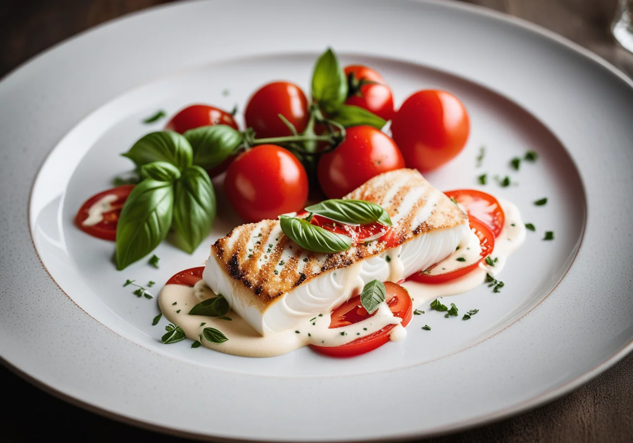Pikeperch on Marinated Tomatoes and Foamy Buttermilk Sauce