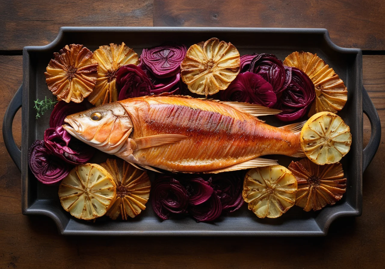 Baked Red Mullet with Vegetables