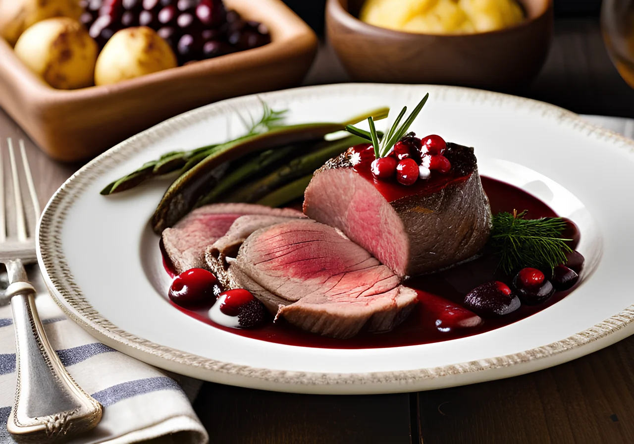 Venison Shoulder with Cranberry Sauce