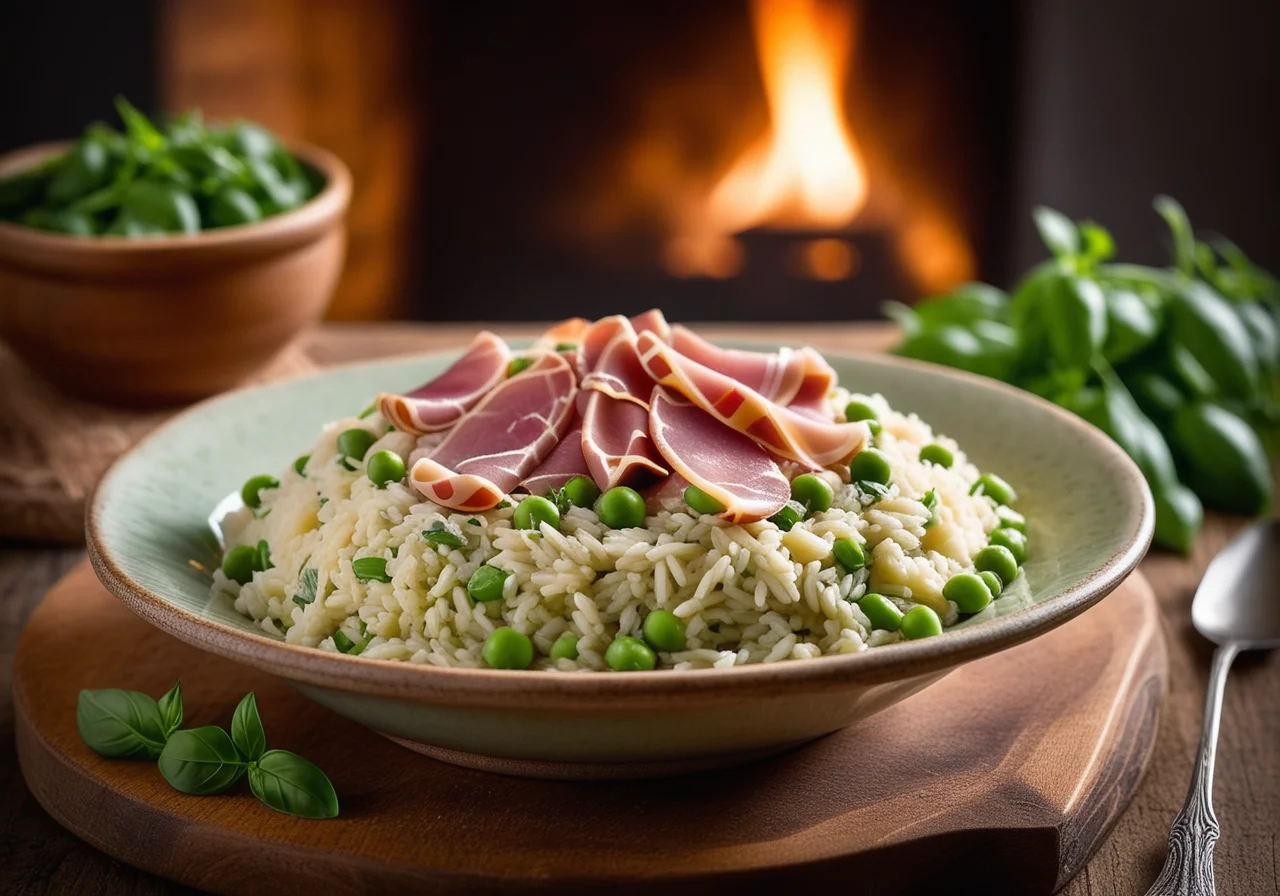 Pea Rice with Parma Ham
