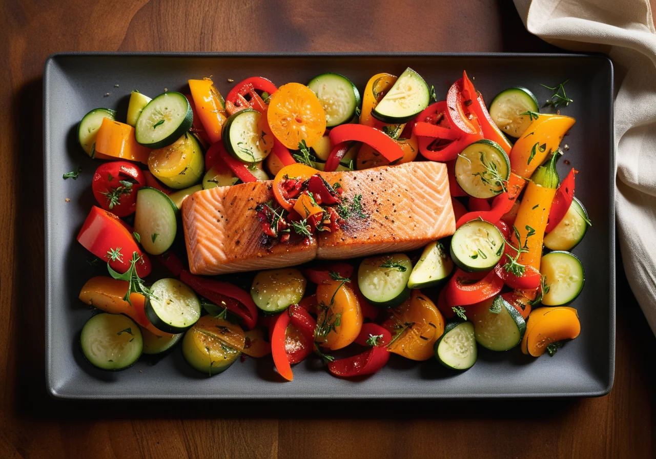 Pan-Seared Salmon with Wok Vegetables