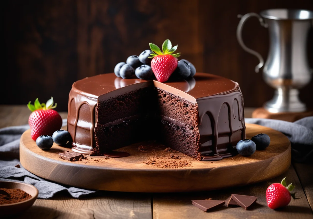 Juicy Chocolate Cake with Ganache