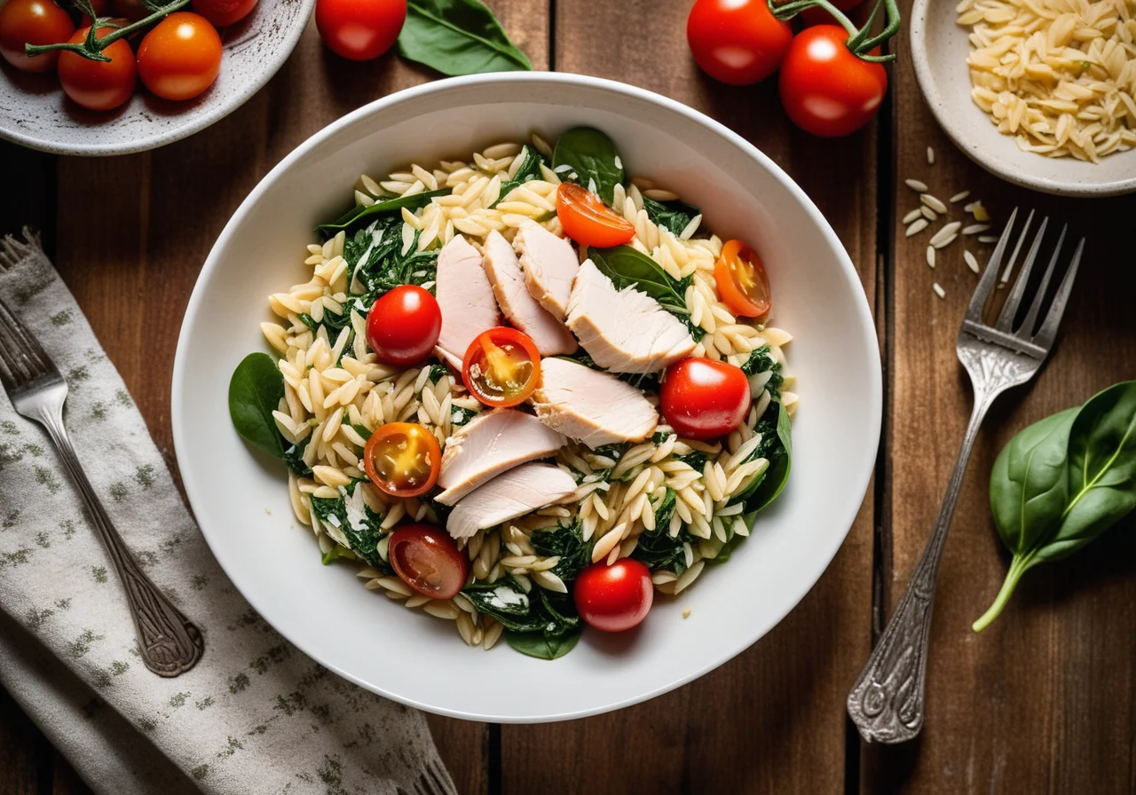 Orzo Salad with Chicken and Pesto