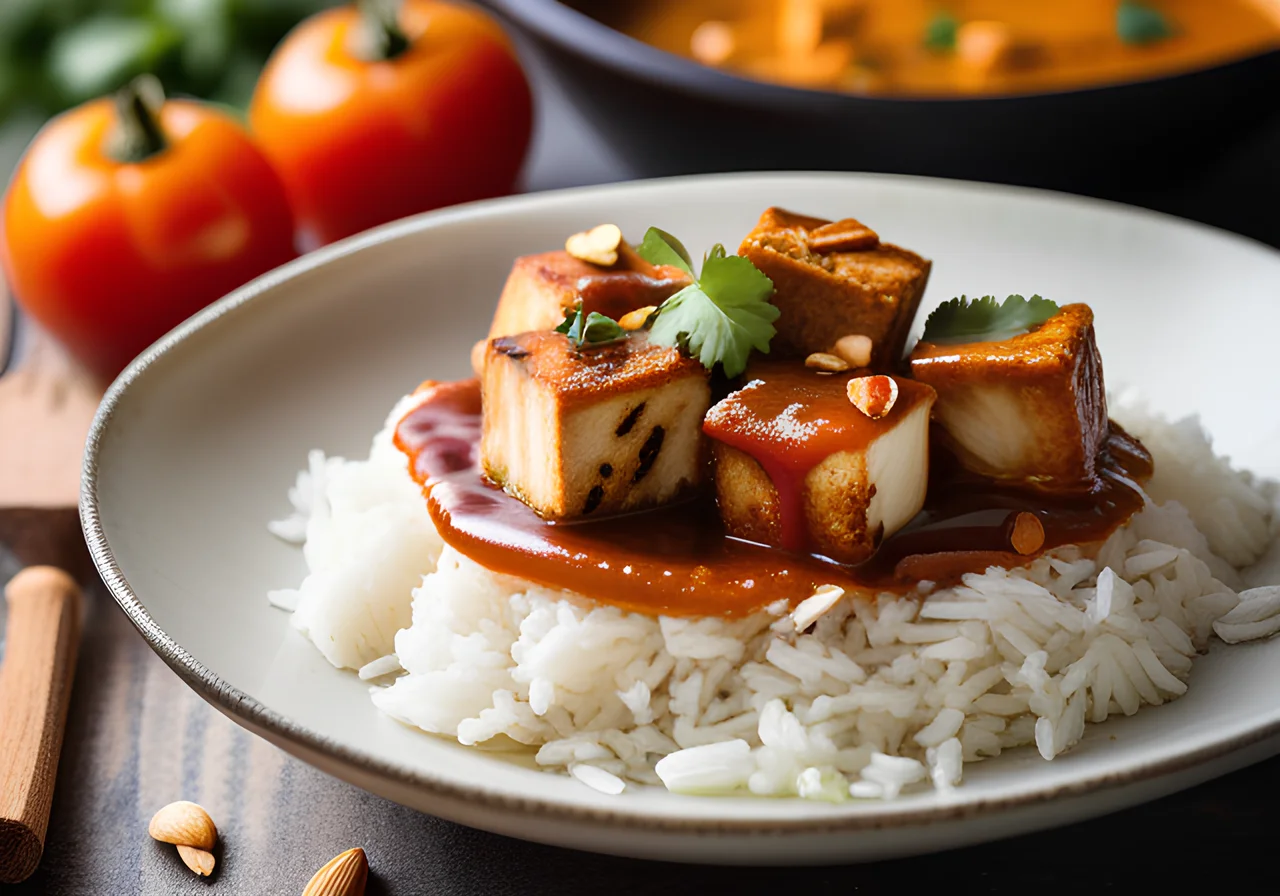 Indian Makhani Tofu with Almond Basmati Rice