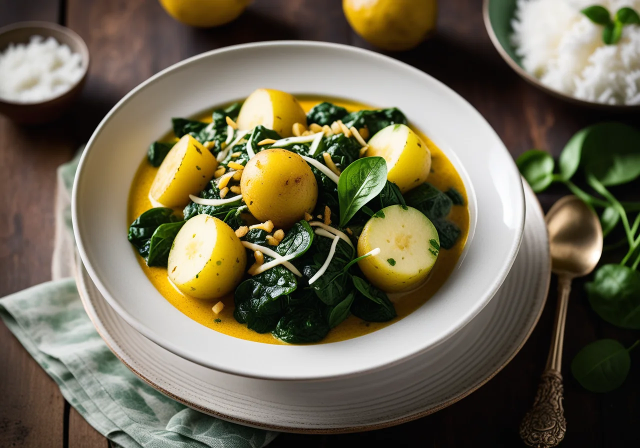 Indian Potato Curry with Spinach (Saag aloo)