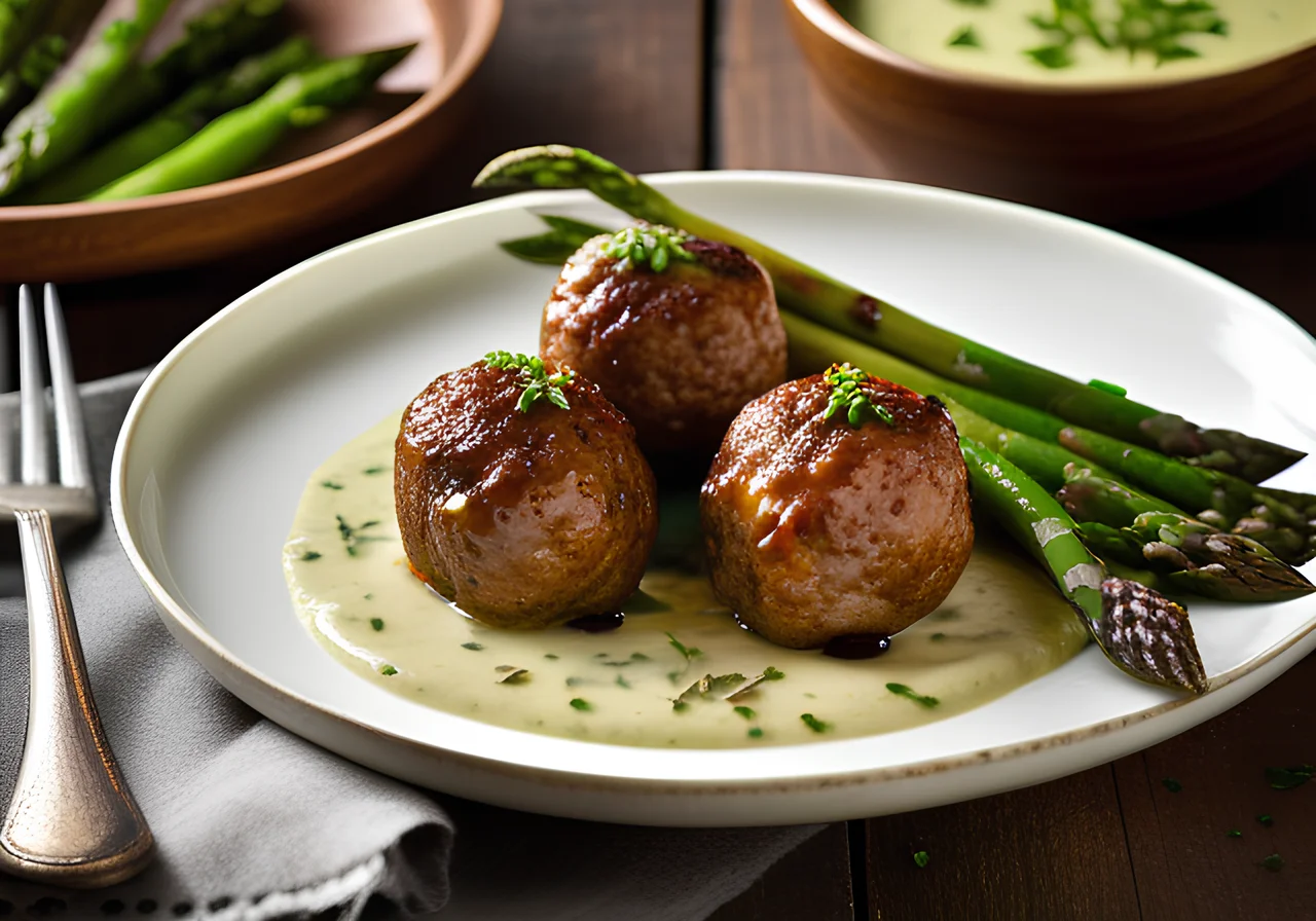 Frikadellen mit gegrilltem Spargel