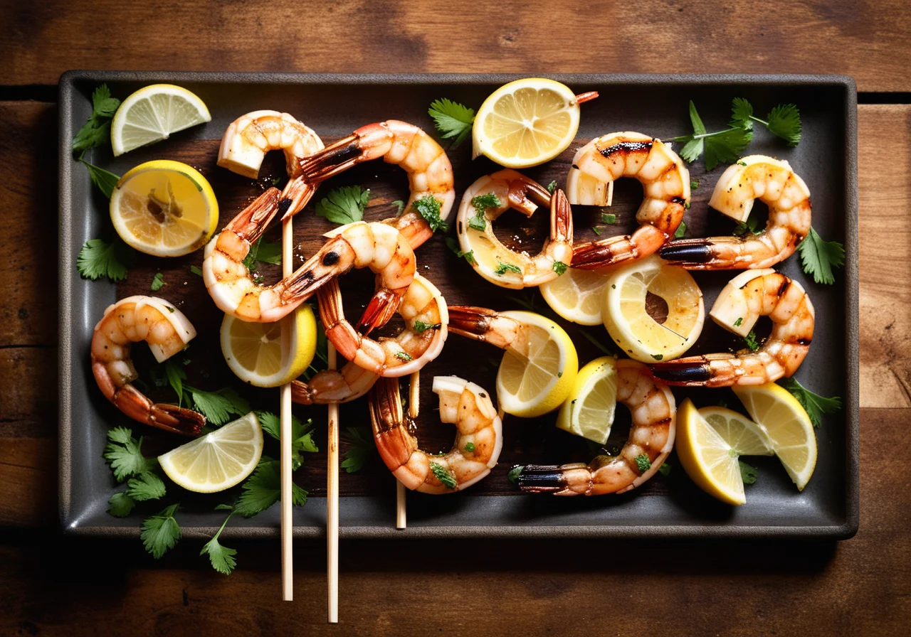 Shrimp Skewers with Honey