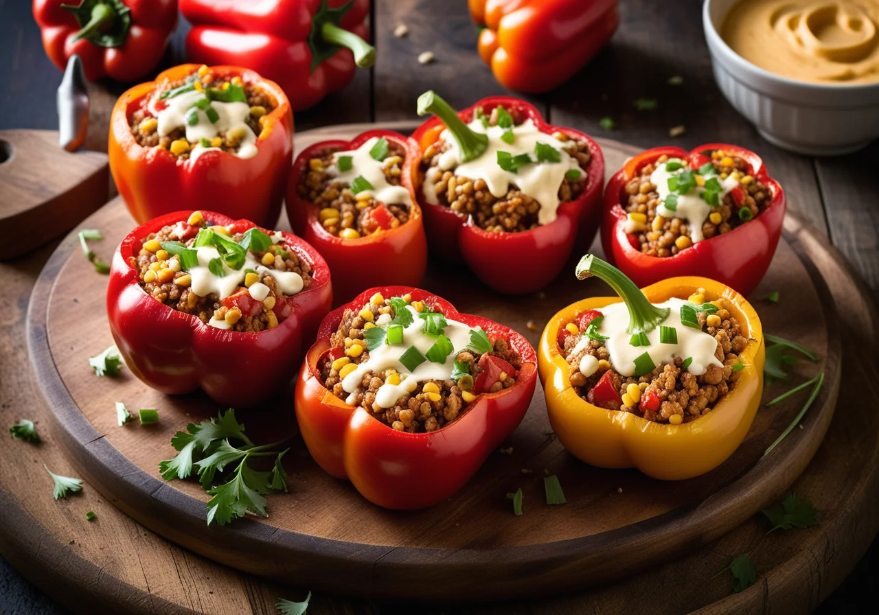 Stuffed Bell Peppers with Corn and Lentils