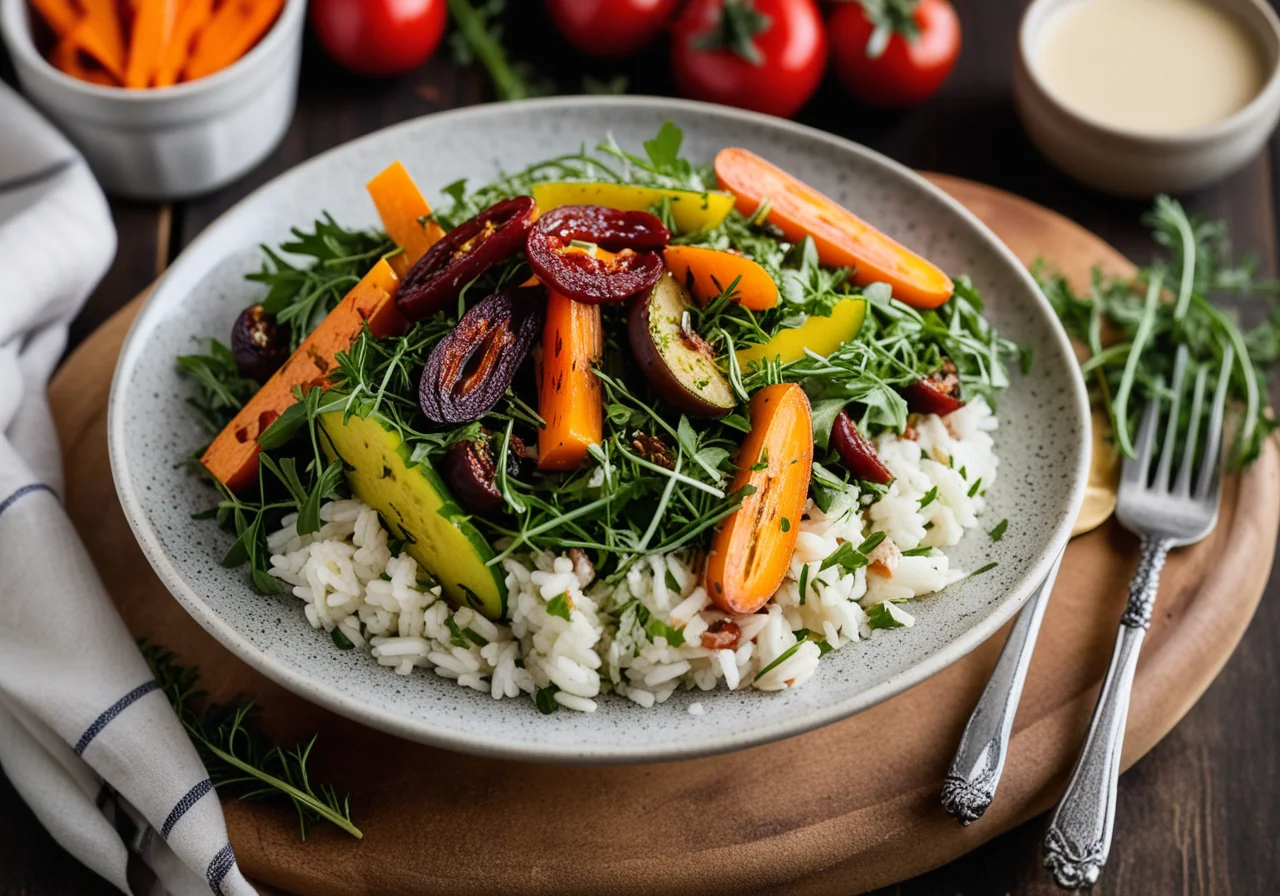 Rice Vegetable Salad with Arugula