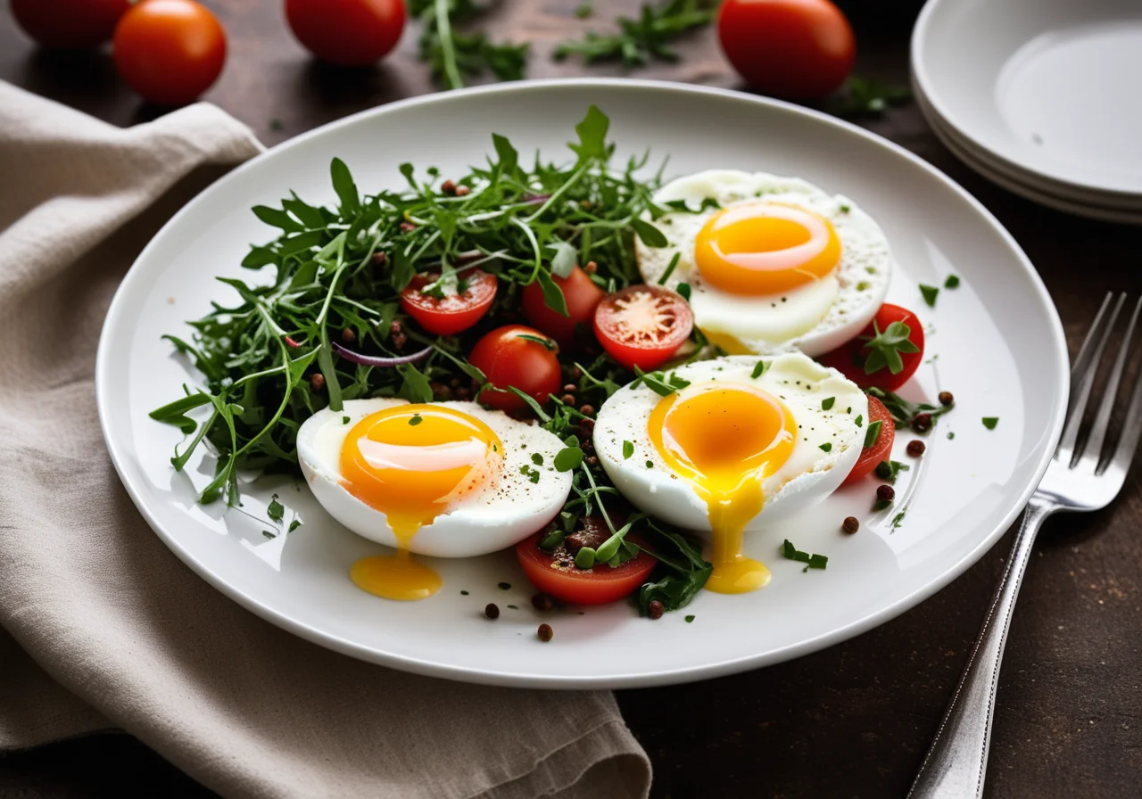 Lost eggs with capers, anchovies and tomatoes