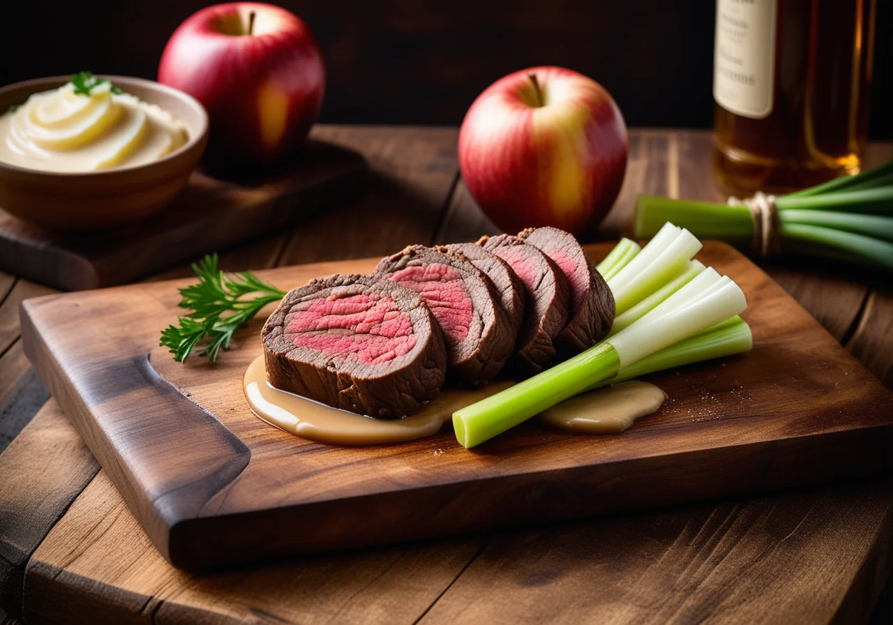 Beef Tafelspitz on Leek Bed with Apple