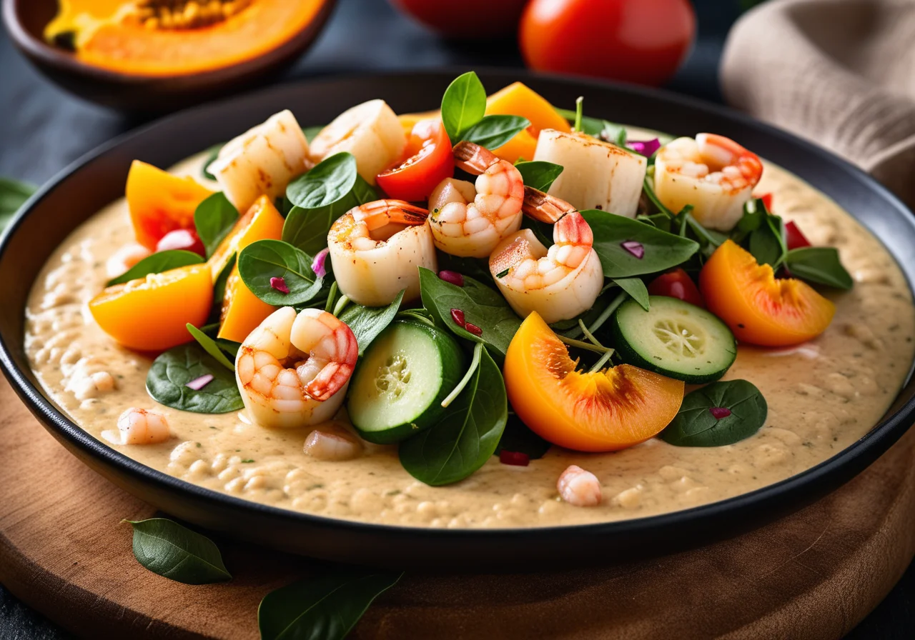 Seafood Salad with Fruit and Curry Sauce