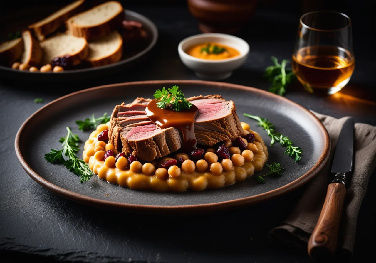 Rabbit with Chickpea Vegetable and Sherry Sauce