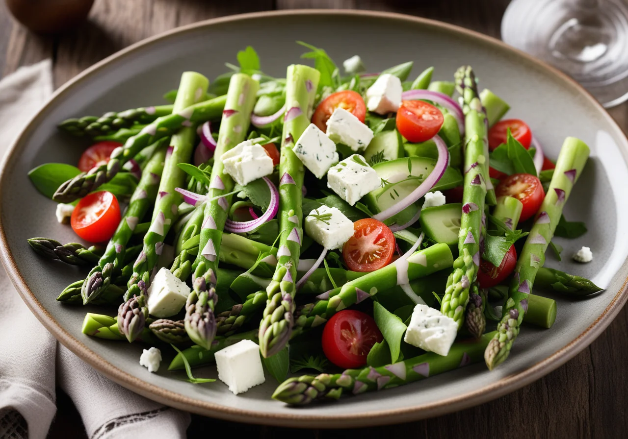Green Asparagus Salad with Goat Cheese