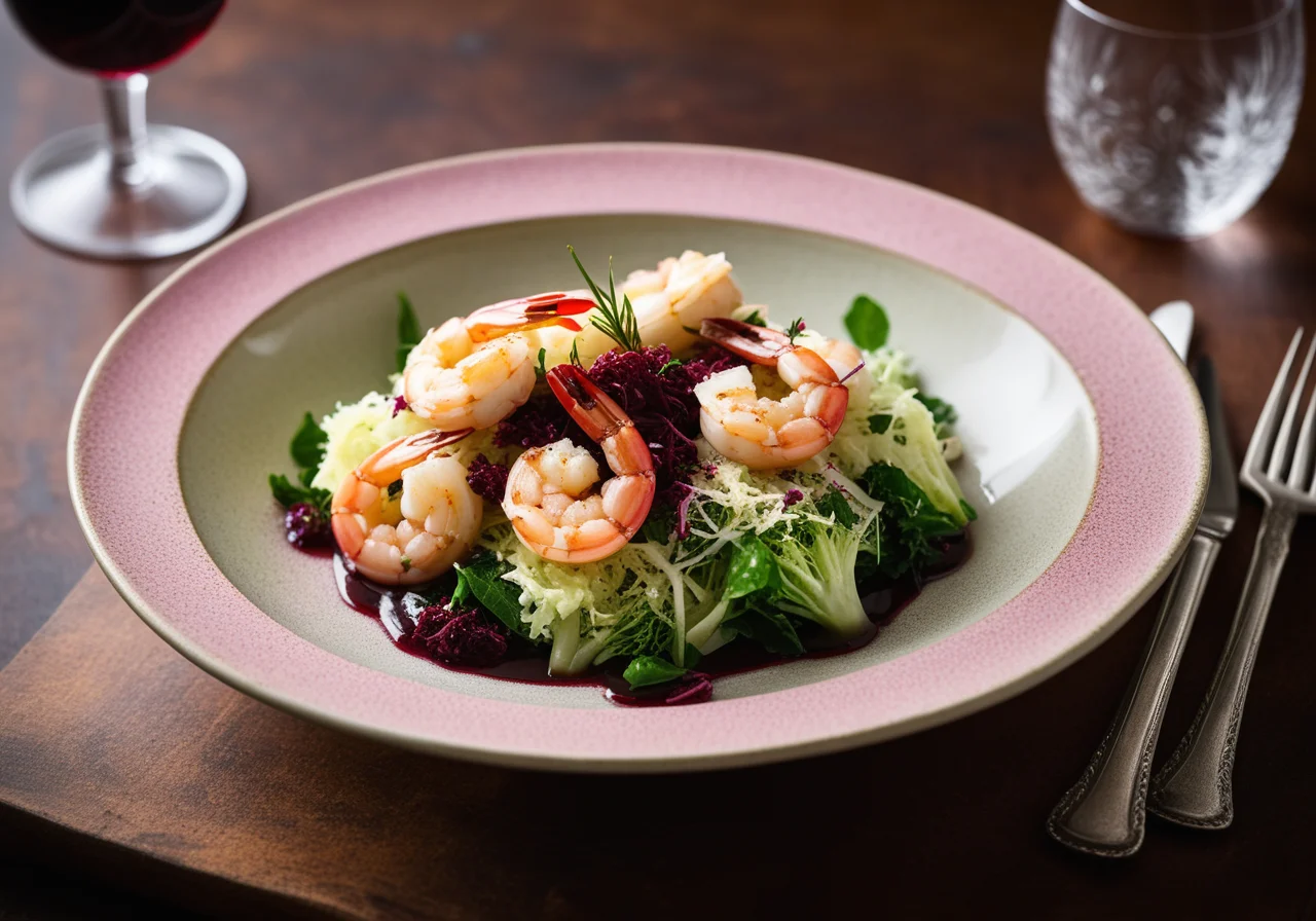 Shrimp on Savoy Cabbage