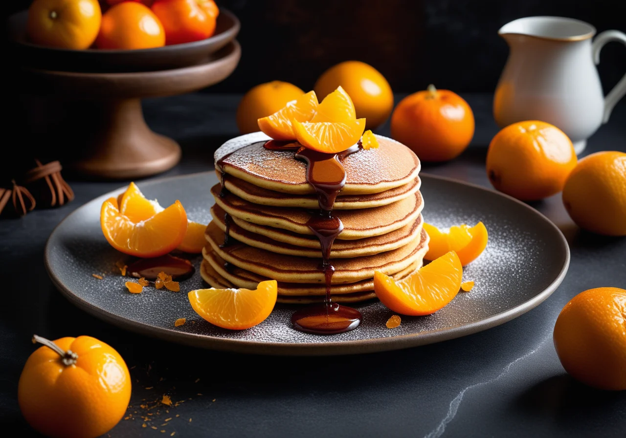 Chocolate Pancakes with Cinnamon and Physalis