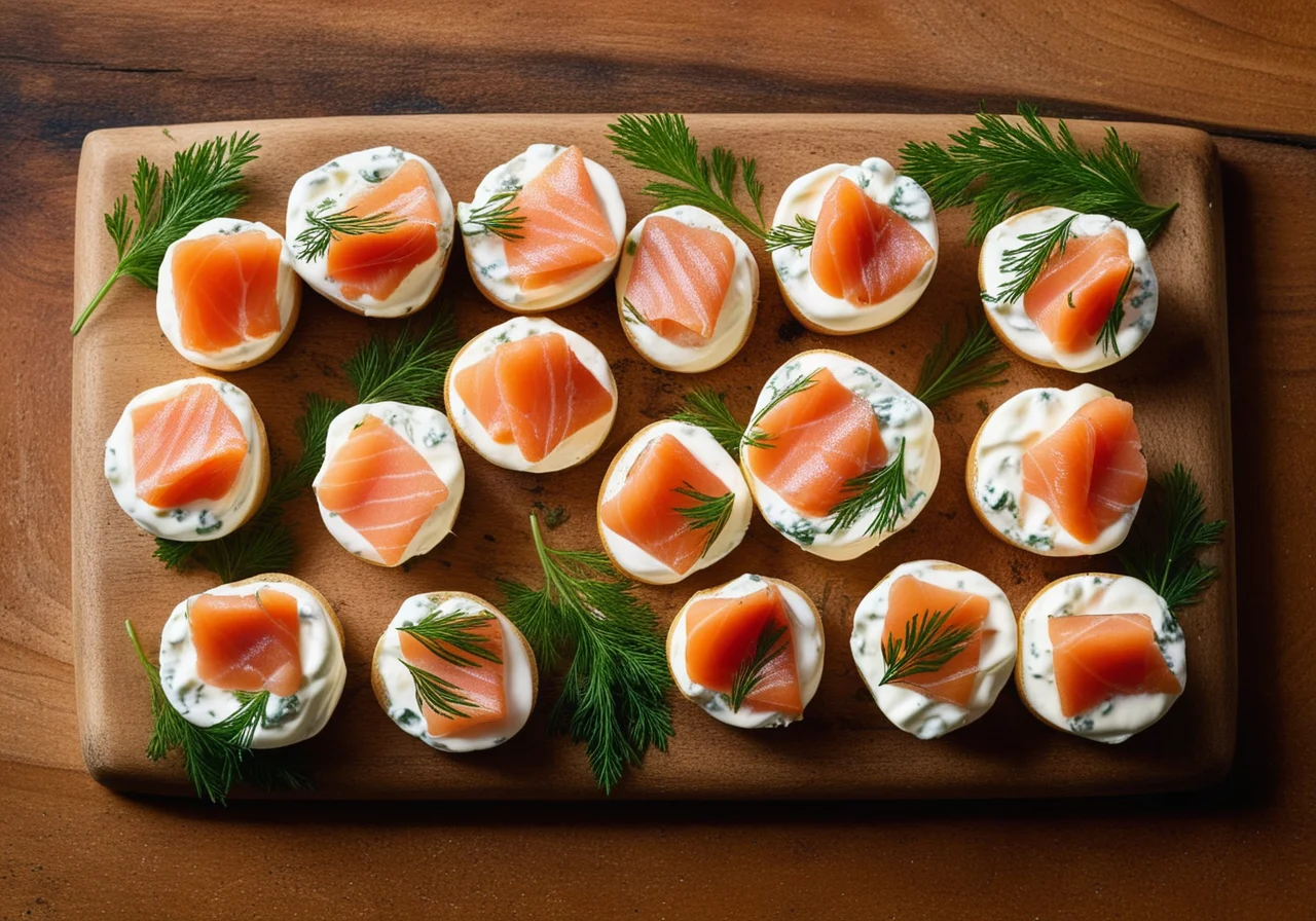 Salmon Bites with Cream Cheese and Oat Cracker