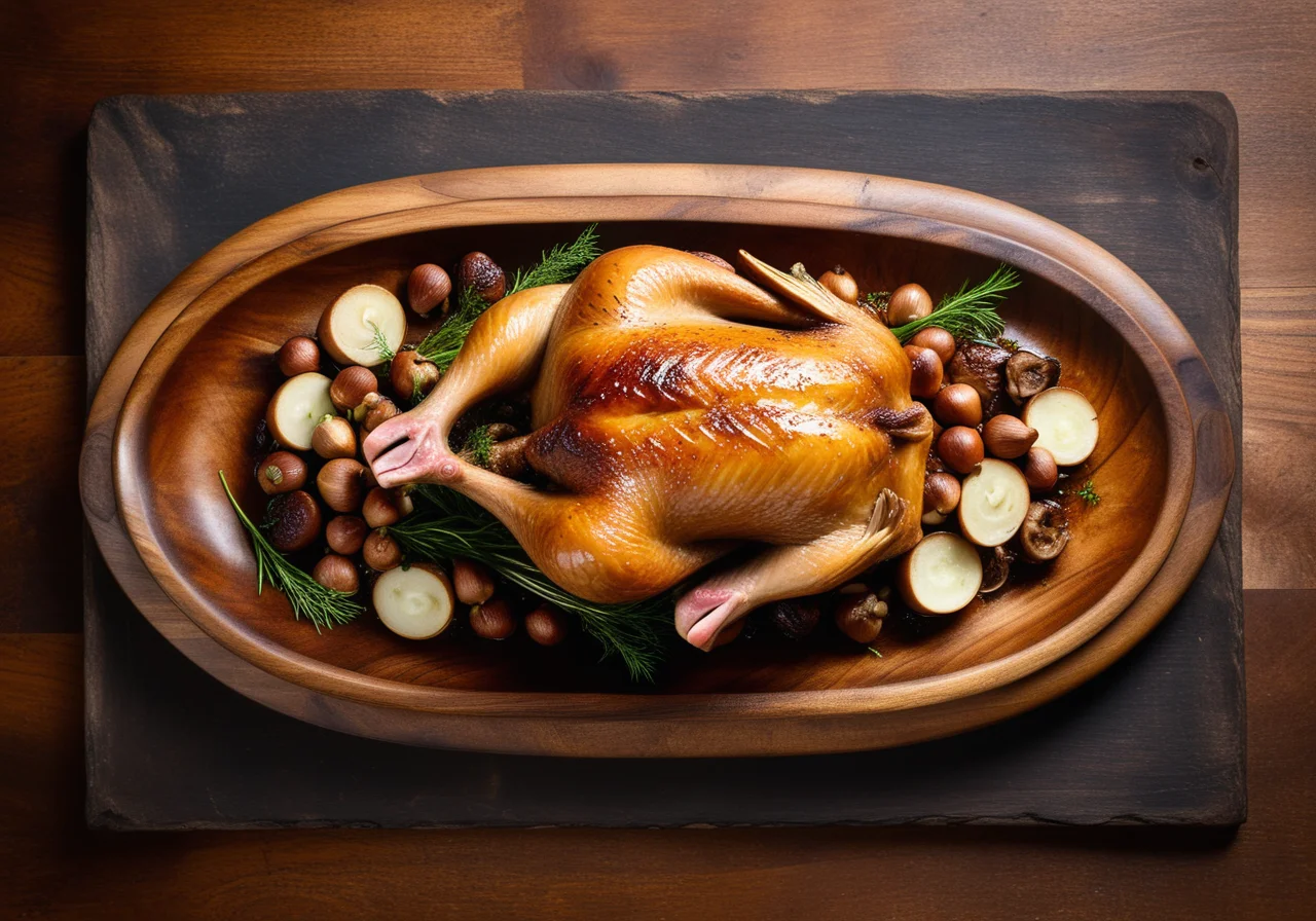 Duck Roast with Mushroom-Hazelnut Filling