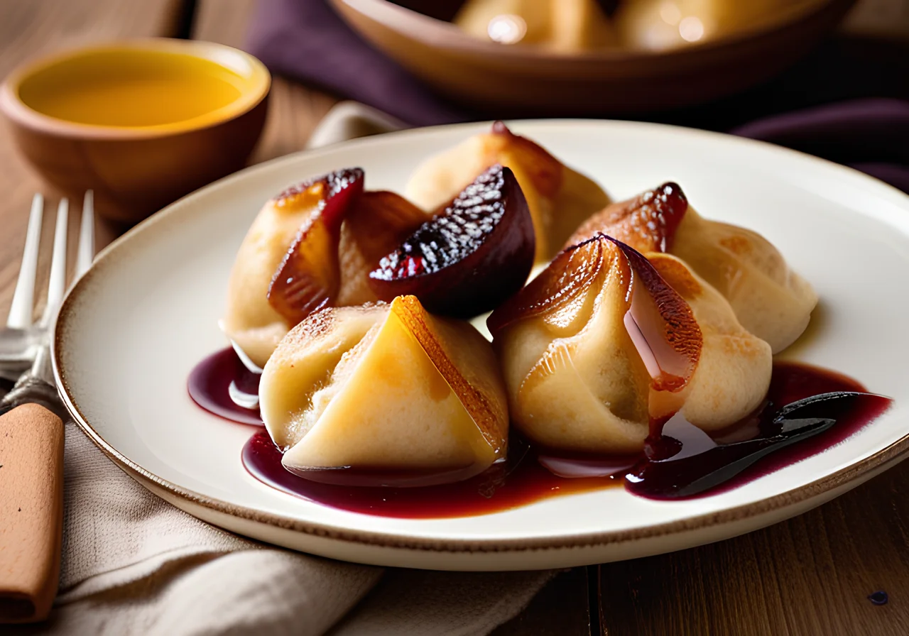 Quark Dumplings with Plums