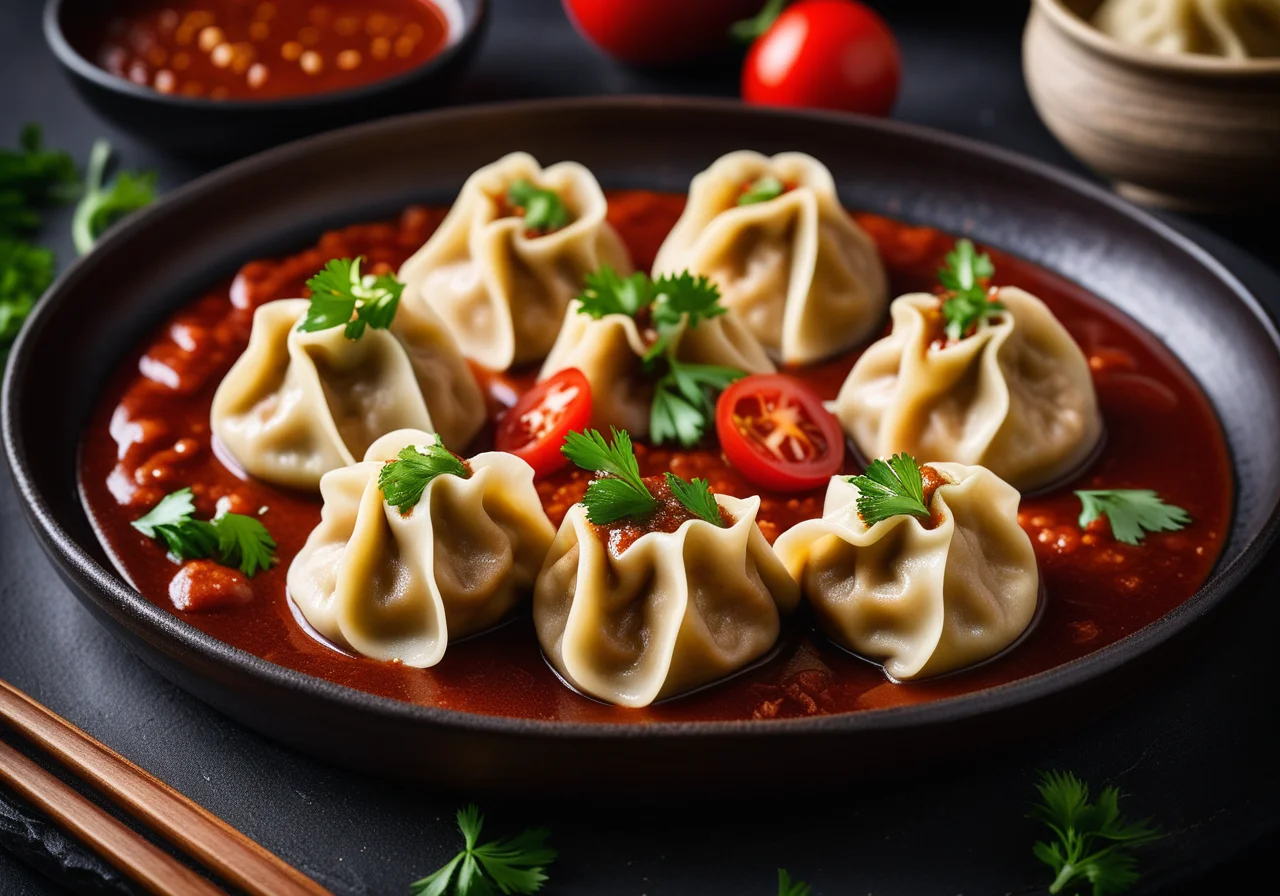 Speckknödel in Tomatensoße