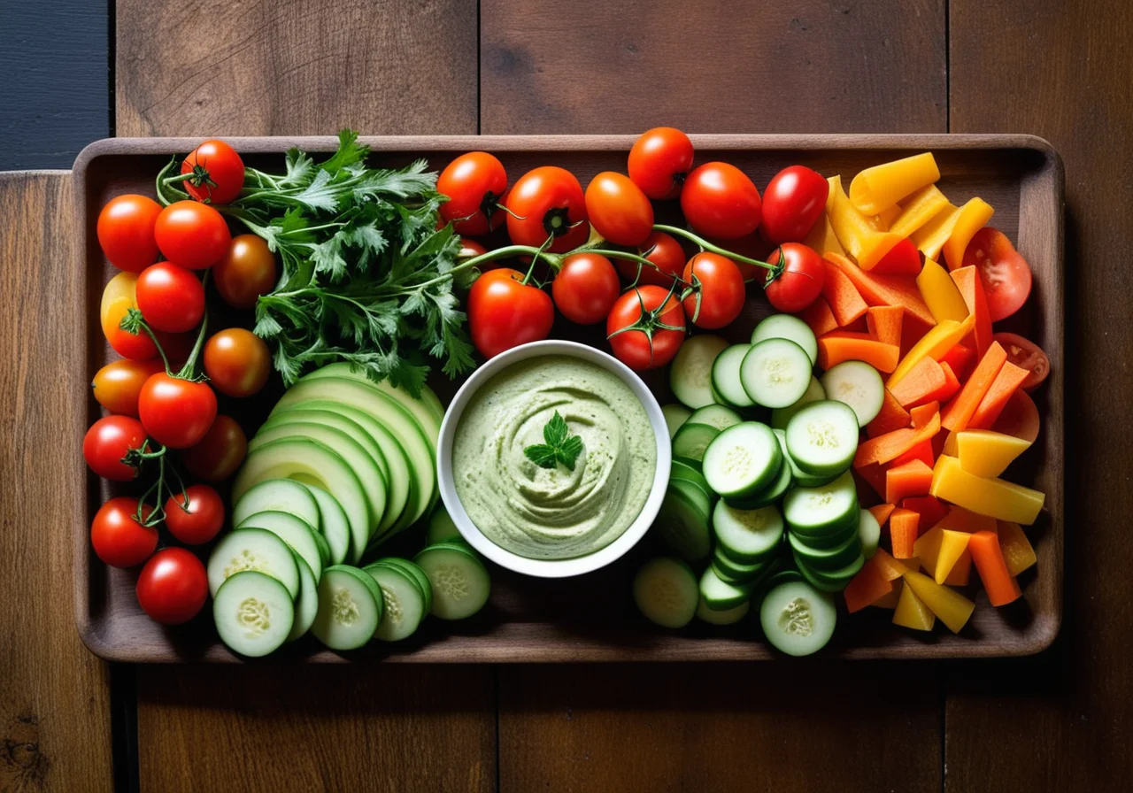Vegetable Sticks with Various Dips