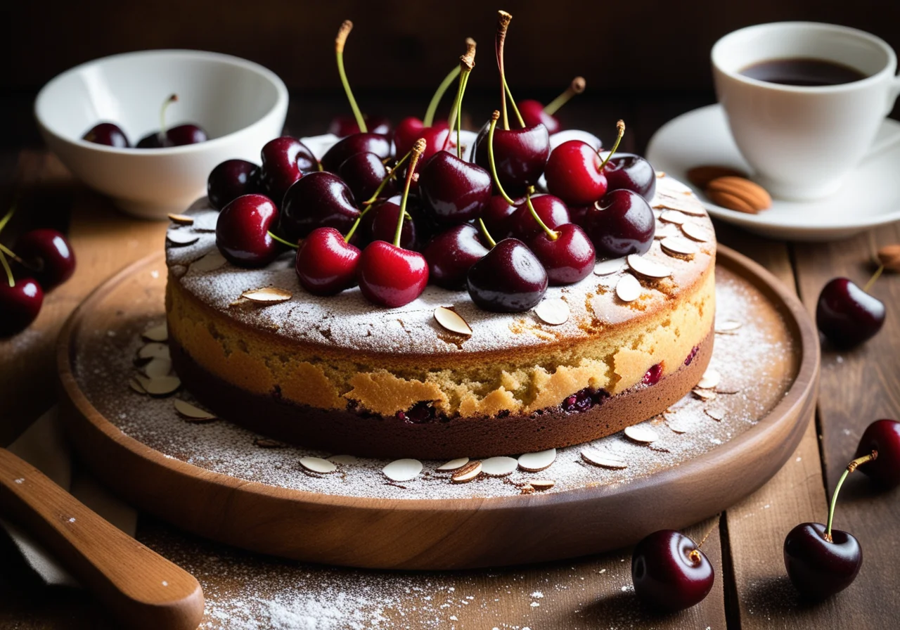 Cherry Cake with Almonds