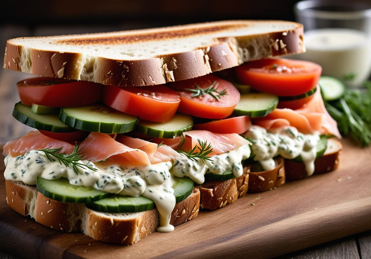 Lachs-Gurken-Sandwich