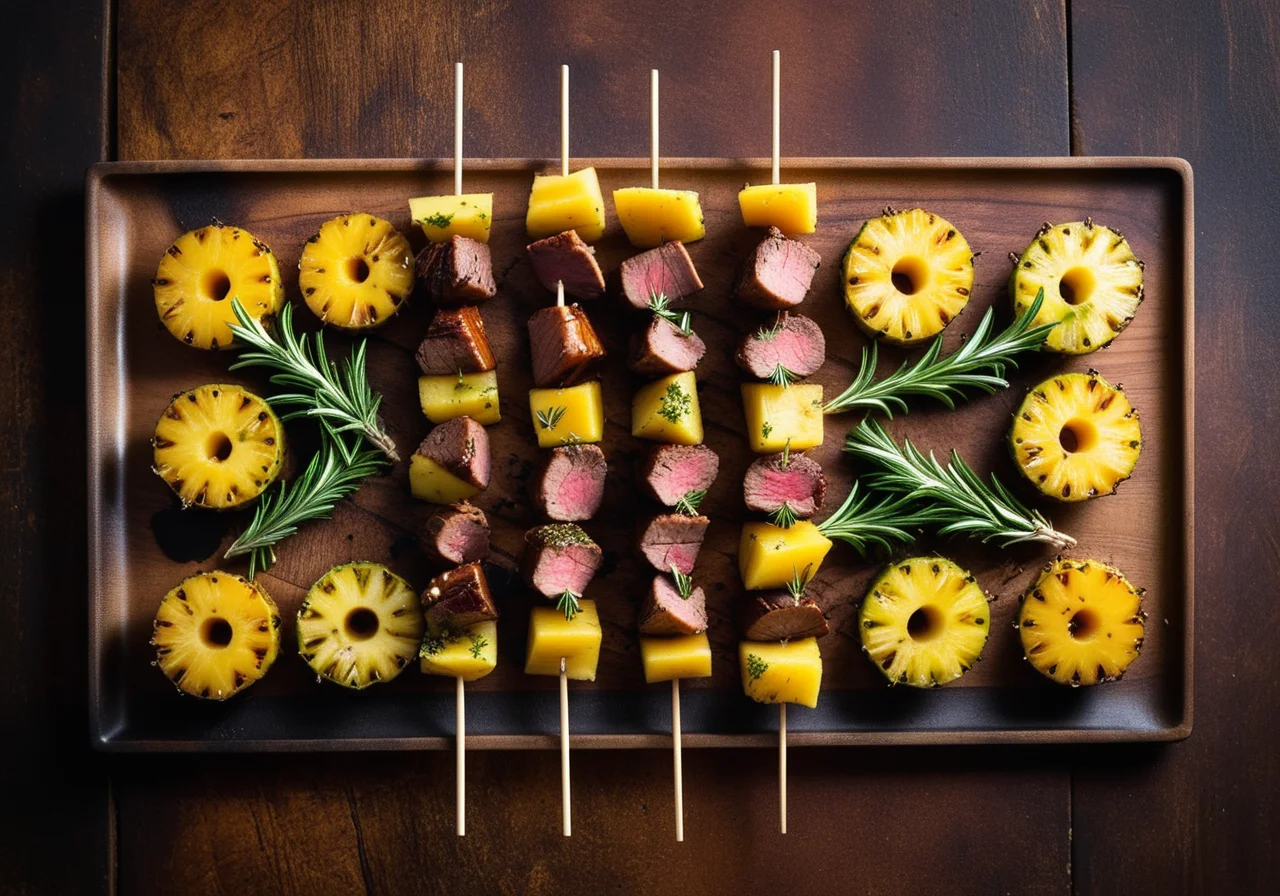 Reindeer Skewers with Pineapple Sauce