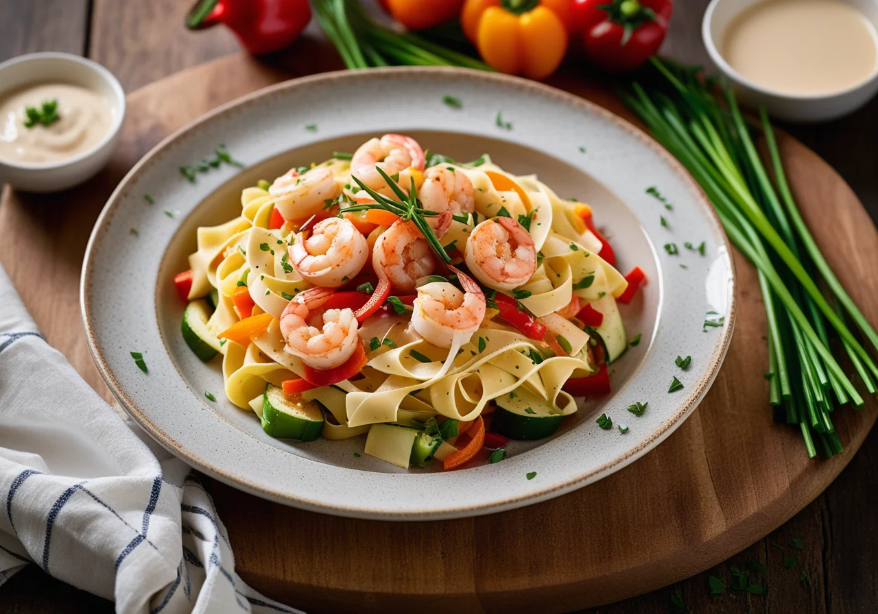 Pasta with Scampi and Vegetables